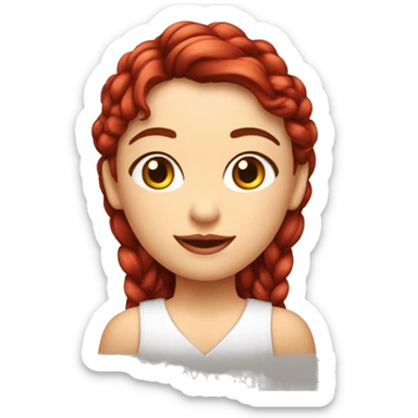 Menina ruiva, olhos castanhos com avental vermelho e um geladinho na mão sticker