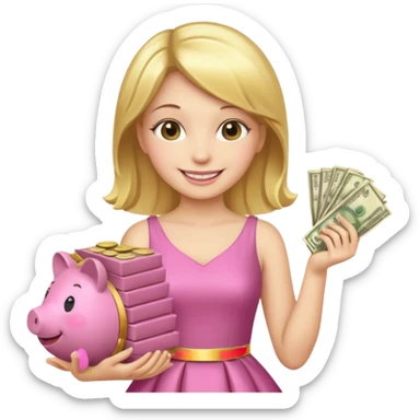 pink girl with wealth sticker
