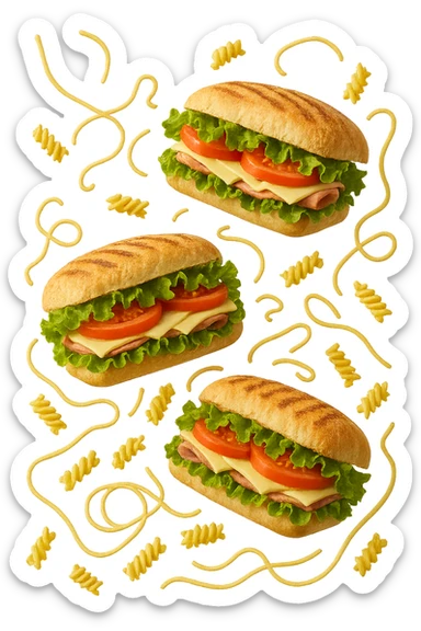 panini e pasta fluttuano in aria  sticker