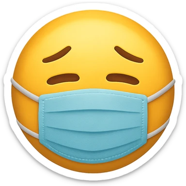 face with medical mask emoji, digital illustration, no background sticker