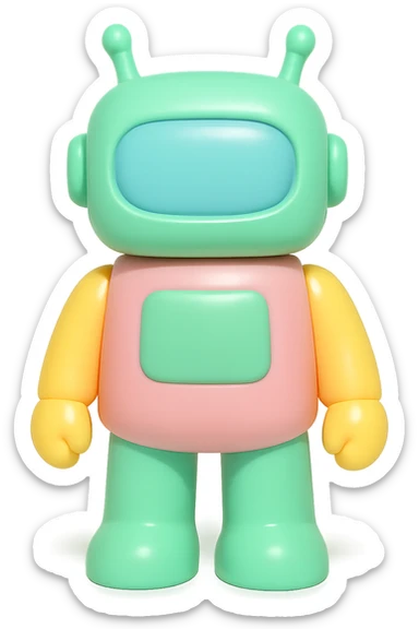 a robot vinyl figure style sticker