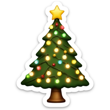 Vintage Christmas tree with lights sticker