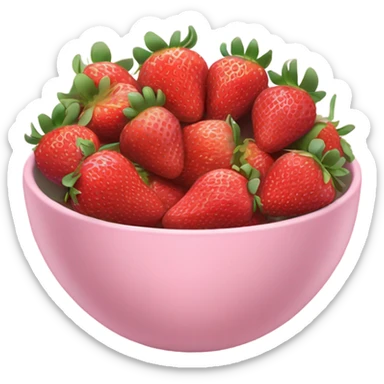large fancy pastel pink bowl of strawberries sticker