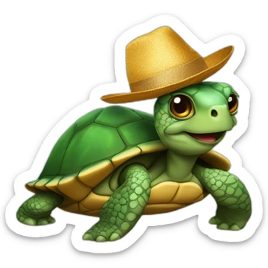 Tortue avec chapeau de fête  sticker