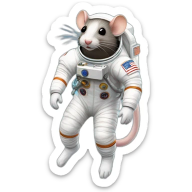 astronaut rat levitating sticker