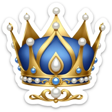 blue crown with 4 pearls sticker
