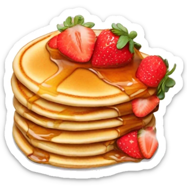 Pancakes with maple syrup and strawberries sticker