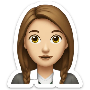 IT teacher woman university green eyes long brown hair laptop sticker