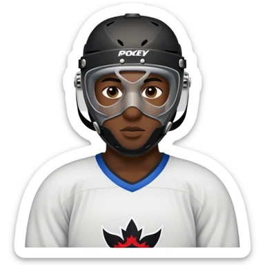 dark skinned black man with short hair wearing hockey mask sticker