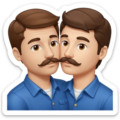 Kissing bf and brwon your hir andA man with a mustache sticker