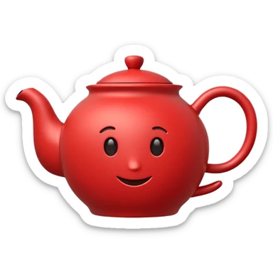 simple design teapot emoji style, similar to dual sword and coffee cup emoji style, moderate red color #c05734 sticker