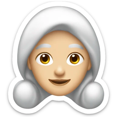 silver haired caucasian  woman wearing a Santa cap sticker