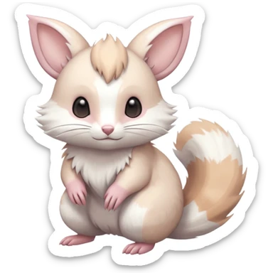 White Silvery Light Grey Pastel Albino Furret-Linoone-Eevee-Minccino-fusion sticker