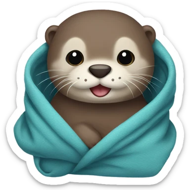 otter cozy in blanket sticker