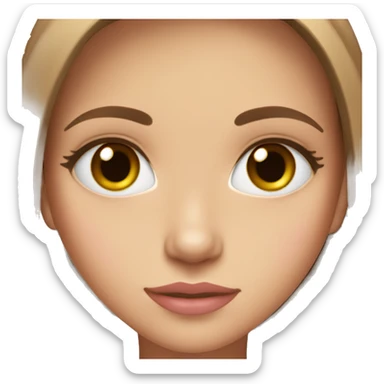 girl fair skin, light brown straight hair, brown sweater, brown eyes, pink lips, long eyelashes sticker