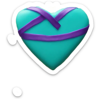 Cookie heart with teal purple awareness ribbon sticker
