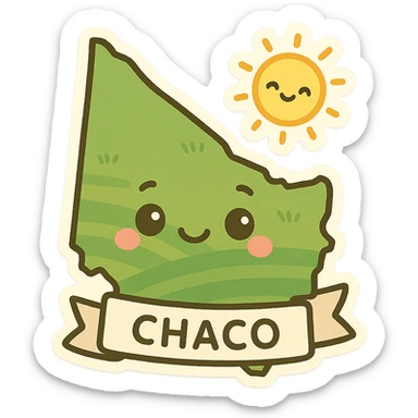 Chaco province of Argentina emoji, featuring its map outline, green plains, and a sun, simple colorful style sticker