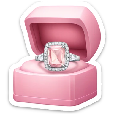 luxurious diamond ring place inside open light pink box sticker