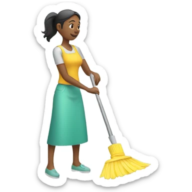 woman cleaning sticker