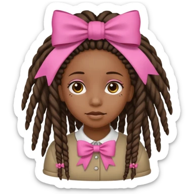 A black girl with dreadlocks and pink bows sticker