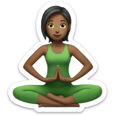 girl in a green T-shirt doing yoga
 sticker