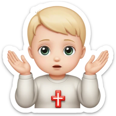 Praying hands 100 sign baby big eyes sticker