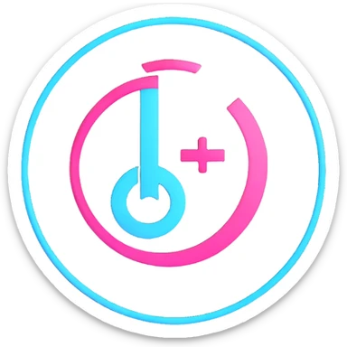 3D Discord role icon with a circular design, incorporating TikTok logo elements and colors black white cyan and pink, stylish and eye-catching sticker