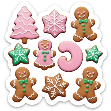 christmas gingerbreads pastel pink sticker