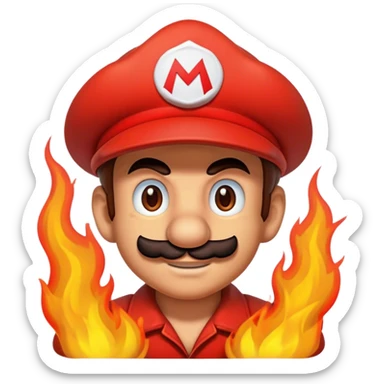 Mario in the fire sticker