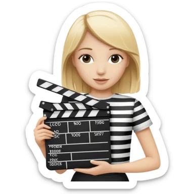 Blonde girl with film clapboard sticker