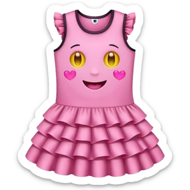 cute kawaii dress with happy smiling face and sparkles emoji style sticker