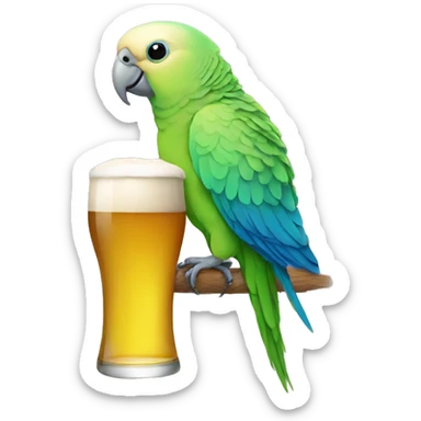 Parakeet drinking a beer  sticker