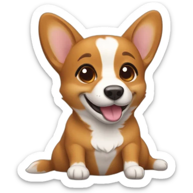 Brown puddle and smiling corgi sticker
