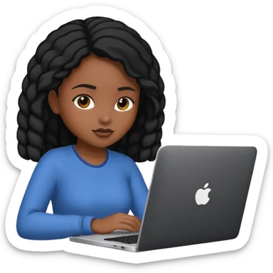 black pretty girl working hard on laptop sticker