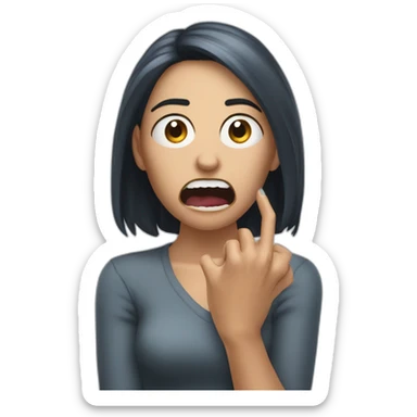 A woman acting like a monster with her hand and her face says grrr. Both hands are visible !  sticker