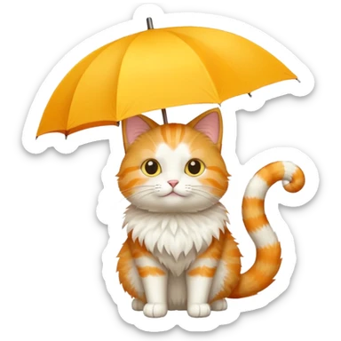 Cat with yellow umbrella sticker