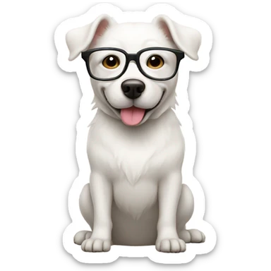 white dog with glasses sticker