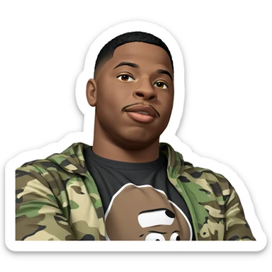 solo male in camouflage shirt sticker