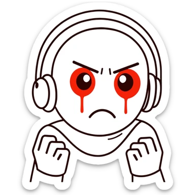 Emoji face with hands on its temples and intensely staring with bloodshot eyes sticker