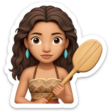 Moana standing holding a paddle sticker