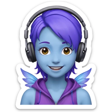 fairy blue purple headphones sticker