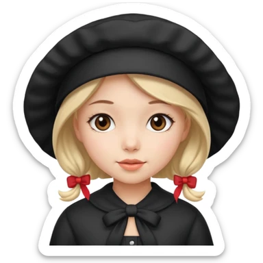 cute girl in a black bonnet sticker