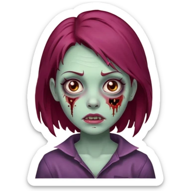 zombie girl with burgundy hair and brown eyes  sticker