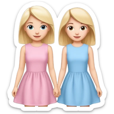 happy pride and prejudice blonde girl in light blue dress and brunette girl in light pink dress sticker