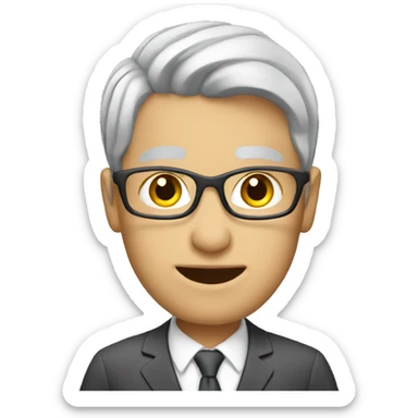 White business teacher with short gray hair   sticker