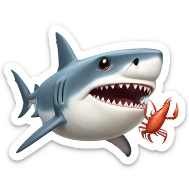 Shark who loves crab sticker
