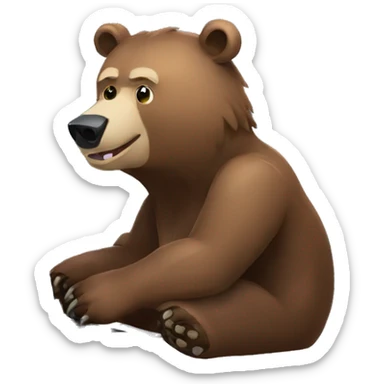 grizzly bear programming on a laptop with python sticker