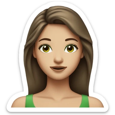 Girl with Brown hair green eyes with makeup sticker