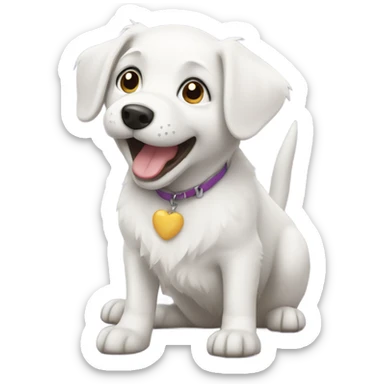 White dog celebrating New sticker