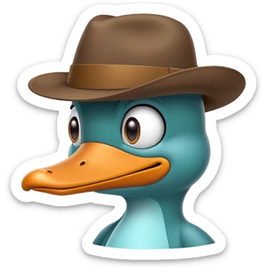 Perry the Platypus with fedora hat sticker